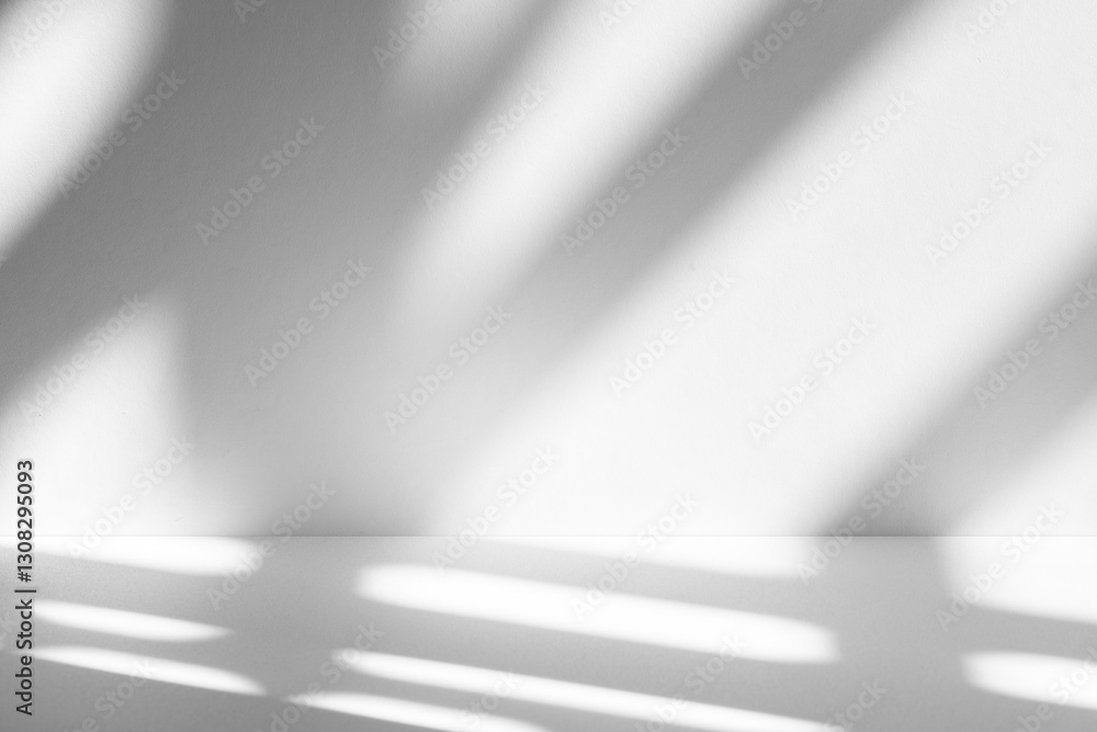 Poster Wall interior background, studio and backdrops show products.with shadow from window color white and grey. background for text insertion and presentation product	