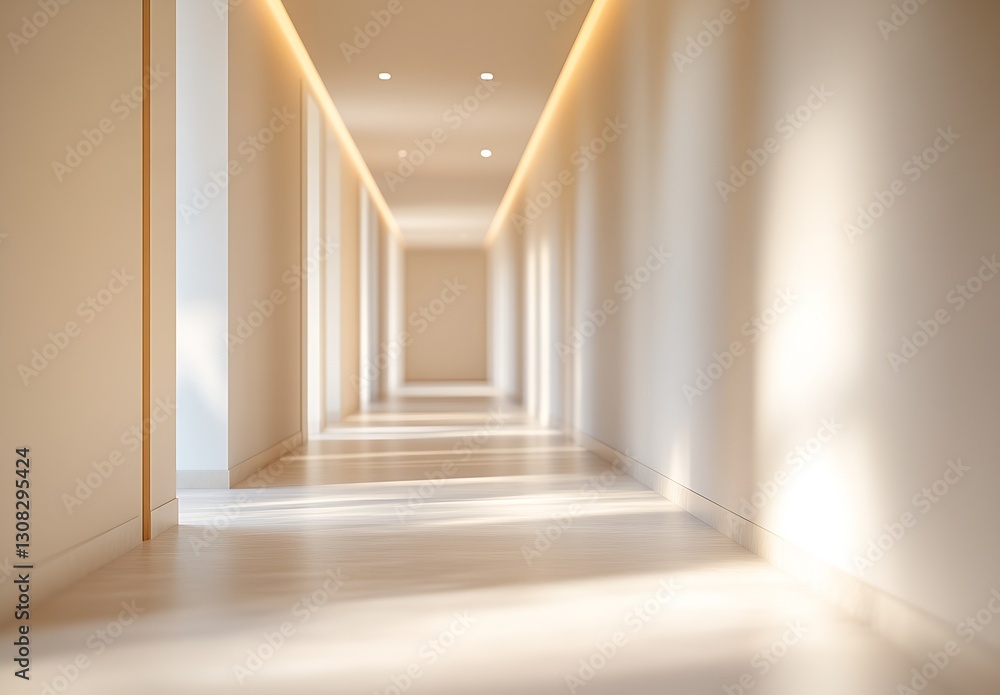 Poster minimalist light-filled hallway showcasing contemporary design and soft colors for modern aesthetics