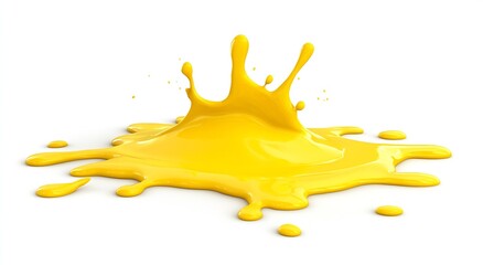Vibrant Yellow Paint Splash on White Background for Art and Design Projects : Generative AI