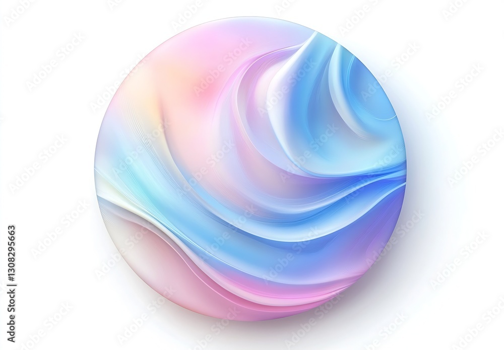 Aufkleber colorful abstract swirling waves on a round surface illustrating soft pastel colors : generative ai