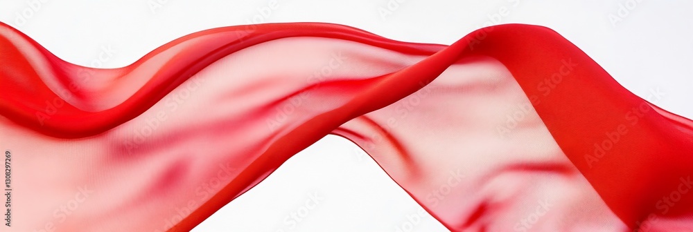 Aufkleber Dynamic transparent red fabric waves moving gracefully creating a mesmerizing visual effect : Generative AI