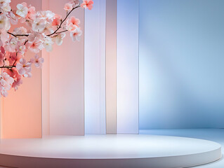 Floral display modern studio photography indoor space wide angle artistic presentation