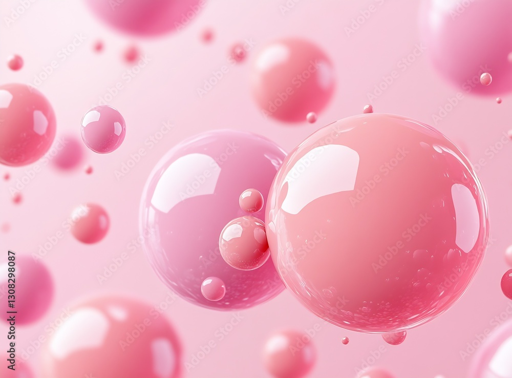 Poster Vibrant Pink Spheres with Glossy Finish Set Against Soft Background for Visual Appeal : Generative AI