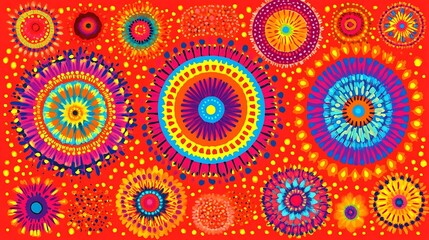 Fototapeta premium Vibrant explosion of color, abstract and floral shapes background