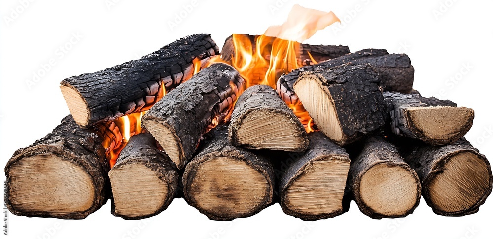 Poster stack of firewood burning beautifully in a rustic fireplace evoking warmth and comfort : generative 