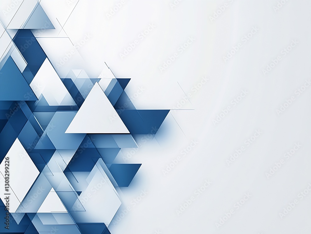 Poster modern geometric blue and white triangle background for creative presentations : generative ai