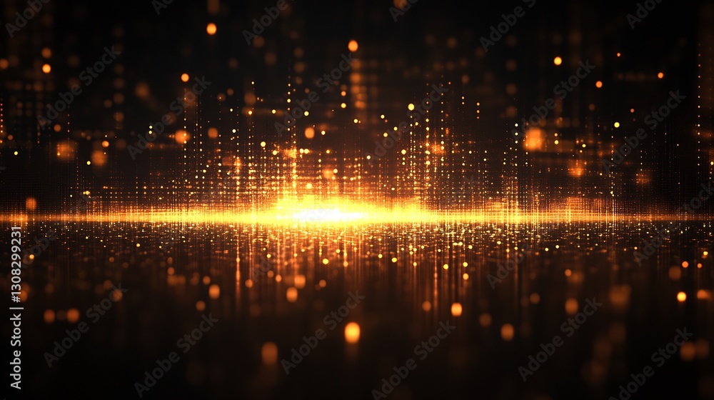 Aufkleber Futuristic Data Visualization with Dazzling Orange Particles and Light Effects : Generative AI