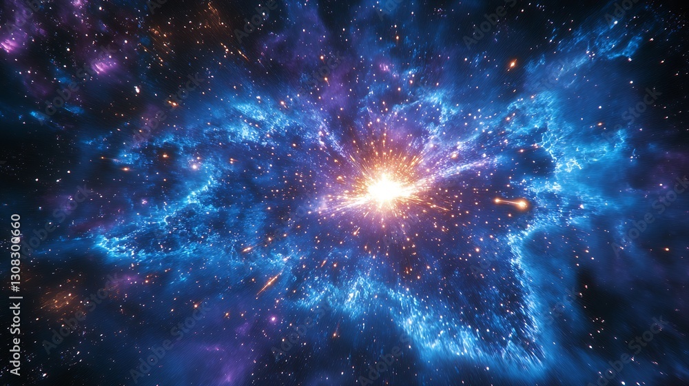 Leinwandbilder stunning cosmic explosion with colorful nebula and stars in the vast universe : generative ai