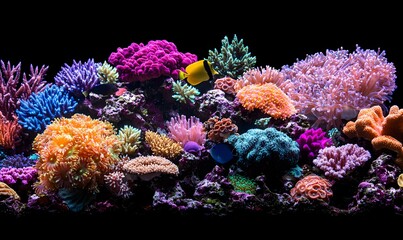 Obraz premium Vibrant Coral Reef with Colorful Marine Life in Deep Ocean Water