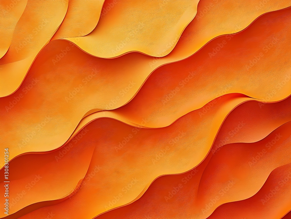 Fototapete flowing orange abstract waves pattern in warm tones : generative ai
