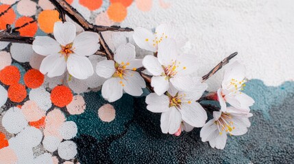 Serene Spring Blossoms  Delicate Cherry Almond Flowers on Artistic Background