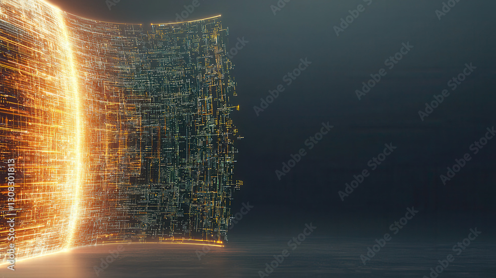 Aufkleber digital hologram dashboard with ambient light glow, showcasing futuristic technology and data visual