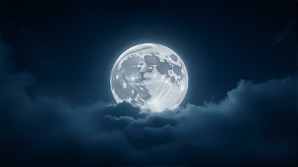 Fototapeta premium 一轮圆月挂在云间