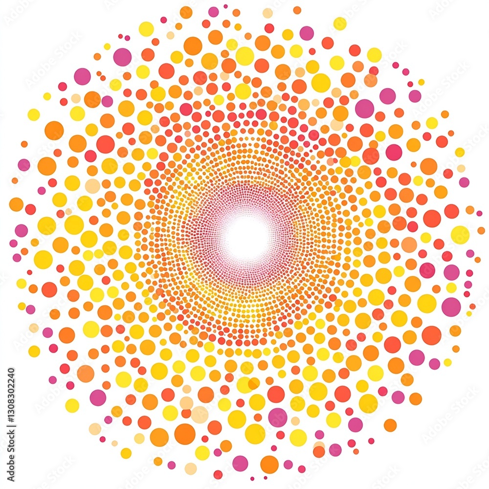 Poster Colorful Circular Spiral Pattern of Dots for Vibrant Background or Abstract Designs : Generative AI