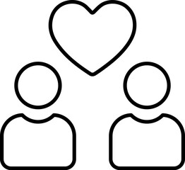 Heart over Users Outline Linear Image for Graphic and Web Design, Apps, Adverts, Various Cards