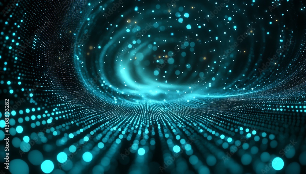 Poster futuristic abstract swirling digital particles and bright light effects : generative ai