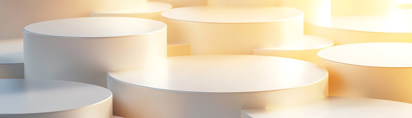 Abstract circular structures modern space minimalist design soft lighting close-up view architectural concept