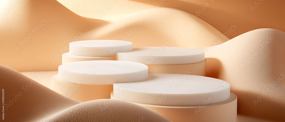 Aufkleber elegant round cosmetic containers on soft textured background studio setting product photography min