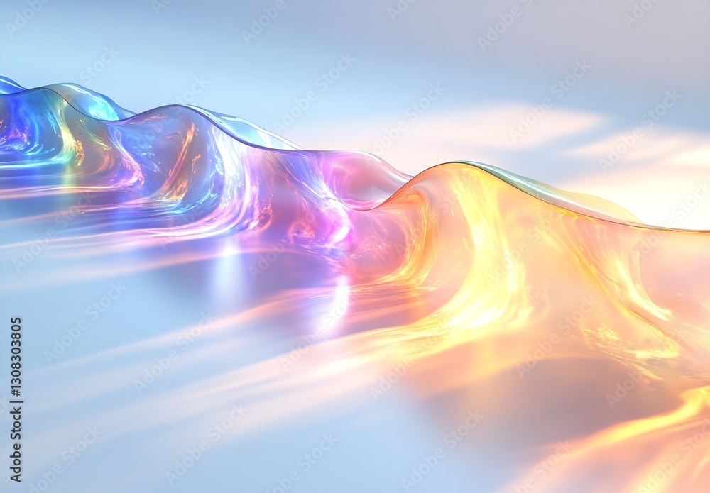 Poster colorful fluid waves with a soft glow creating a dreamy and artistic atmosphere : generative ai