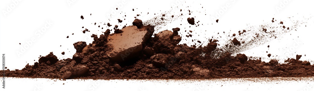 Poster dynamic explosion of fine cocoa powder for culinary and dessert themes in professional photography :