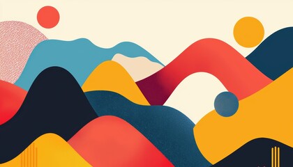 Seamless stylized mountain motifs in muted pastels, refined minimalist high-end luxury pattern, sophisticated nature-inspired elegance