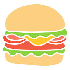 burger sandwich fastfood vector illustration