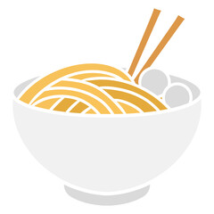 bowl of noodles with meatball. asian culinary illustration