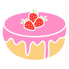 cake with strawberry vector illustration