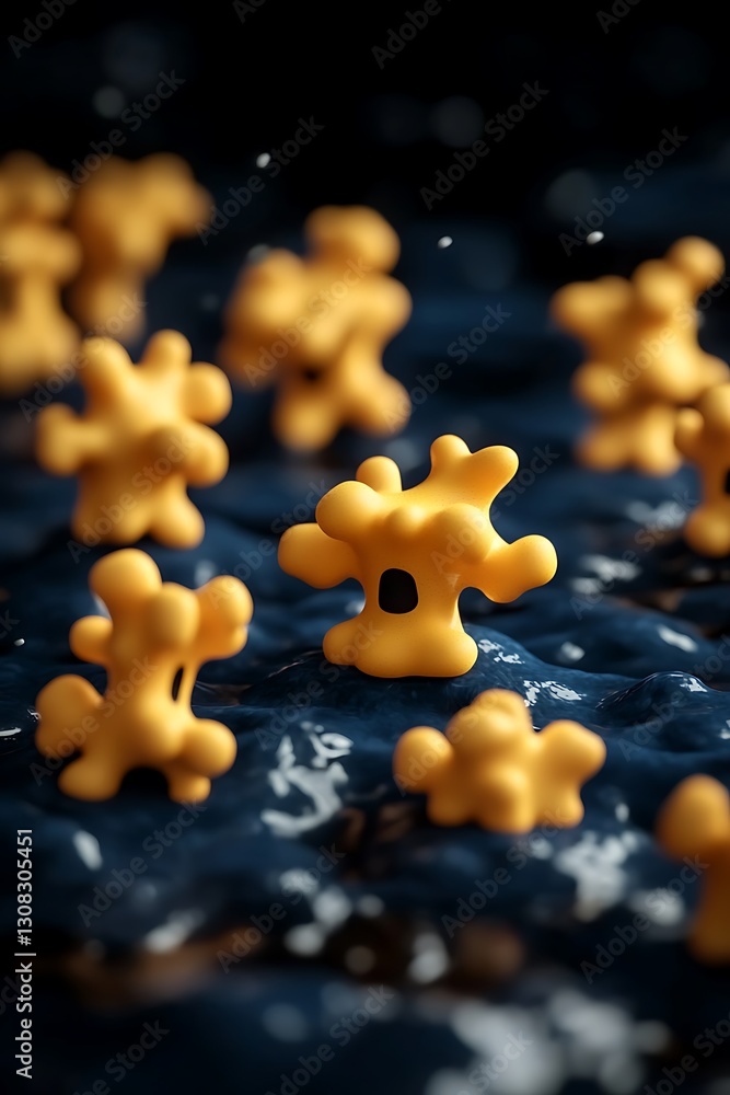 Poster visualizing microscopic structures, abstract cellular organization concept