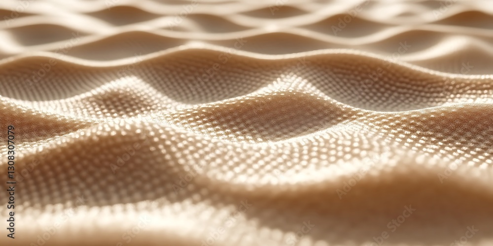 Poster wavy textured surface with dot pattern in soft golden illumination