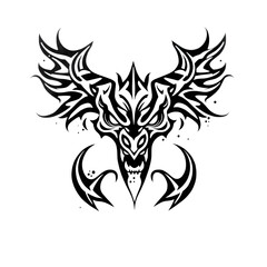 Fototapeta premium Black Symmetrical Tribal Tattoo with dragon head Design – Modern Tribal Art