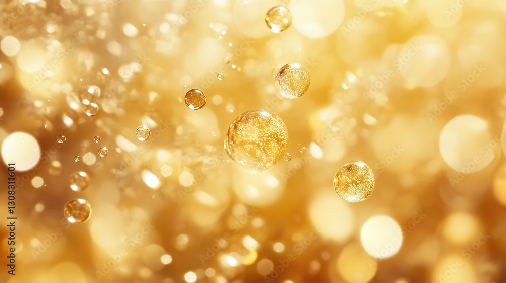 Poster a mesmerizing array of iridescent bubbles gracefully floats through the air, shimmering against a lu