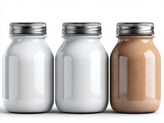 Three glass jars with metal lids