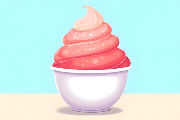 Colorful shaved ice in clear glasses placed next to the sea