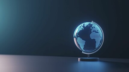 Fototapeta premium A transparent globe on a minimalistic desk, reflecting an interconnected world of e-commerce and global business.