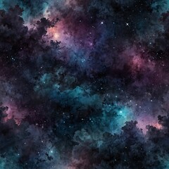 Mystical Night Sky and Dreamy Mountain Landscape