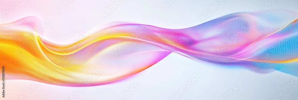 Poster Glowing neon lines creating smooth light trails on a white background in an elegant composition of digital art Generative AI