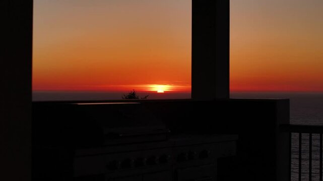 Sunset Balcony Reveal from Neskowin Oregon on Highway 101 Pacific Ocean Waves Crashing at Neskowin Ghost Forest and Haystack Rock