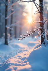 sunset in the forest