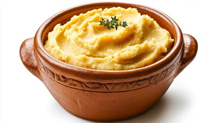 Discover creamy, comforting polenta a versatile culinary delight Explore its smooth texture, rich flavor, and delightful presentation in a rustic earthenware bowl Learn how to prepare this classic