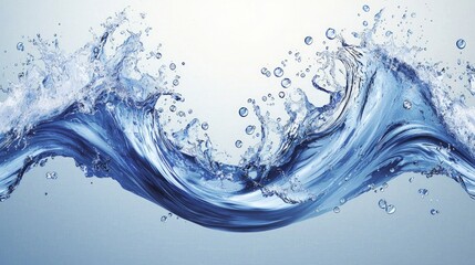 Tranquil Blue Water Wave Splash  Bubbles  Flow  Purity  Serenity