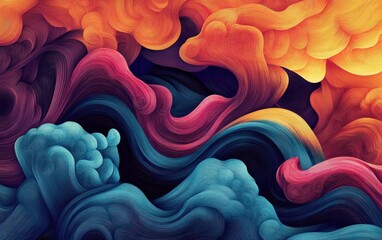 Bright and colorful abstract background with swirling shapes and dynamic patterns for creative use