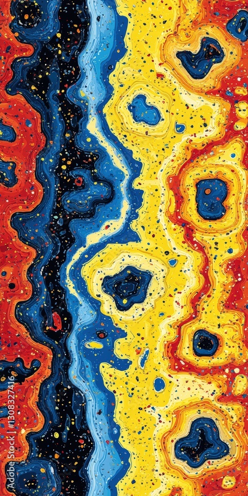 Poster colorful abstract pattern creating a playful and exciting visual experience with dynamic shapes