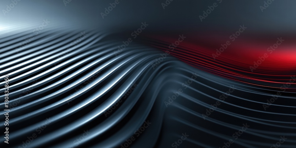 Poster striking red light illuminating a smooth black background creating a bold and dramatic visual contra