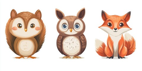 Fototapeta premium Cute cartoon forest animals