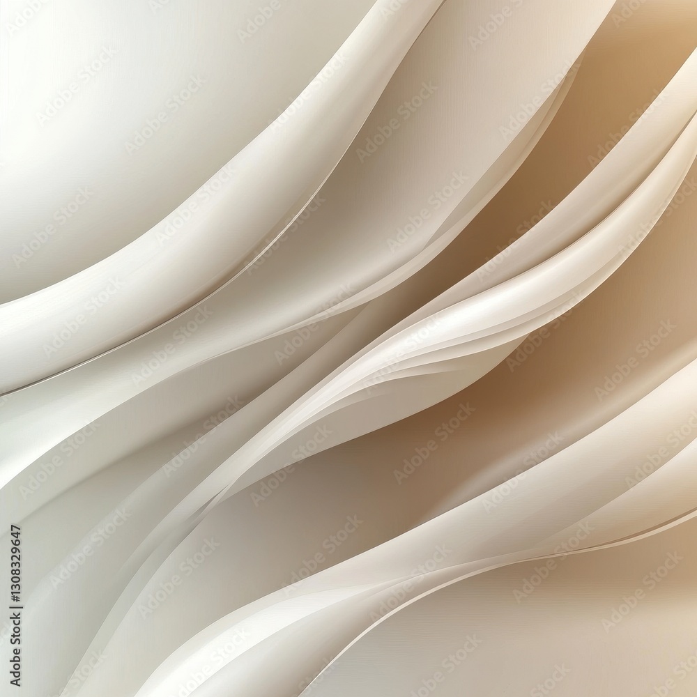 Poster an elegant abstract background featuring soft white and beige hues, intertwined with smooth, flowing