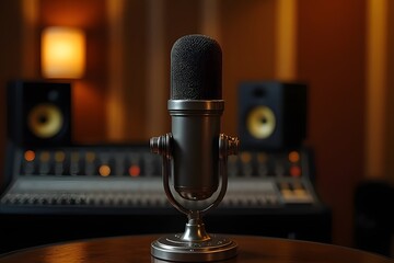 Antique Microphone in Music Studio Setting