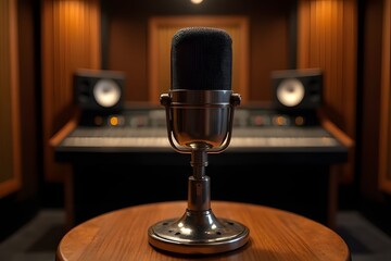Antique Microphone in Music Studio Setting