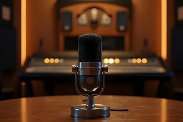 Old Style Studio Microphone for Podcast or Radio