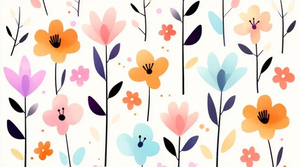 Colorful floral pattern design digital art creative background bright environment aesthetic view